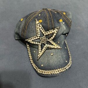 Denim Cap with Rhinestone Star